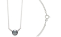 Macy's Cultured Tahitian Pearl (9mm) & Diamond (1/8 ct. t.w.) 18" Pendant Necklace in 14k White Gold